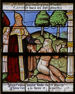 Window depicting the Creation of Adam by French School